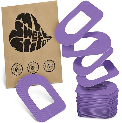 MySweetStitch 25 Ringpatches für Omnipod 5/DASH/EROS oval Purple | Stabilisiert ablösende Ränder, Mitte bleibt frei, wasserfest und flexibel, bis zu 3 Tage Halt