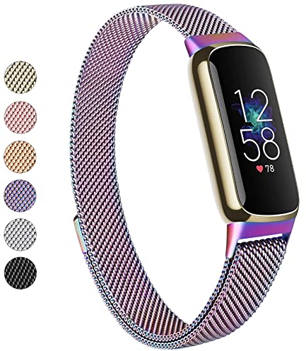 Vanjua Metallband, kompatibel mit Fitbit Luxe, Edelstahl-Mesh-Schlaufe, verstellbares Armband, Ersatzband für Fitbit Luxe/Luxe, Special Edition, Fitness-Tracker, Damen und Herren, bunt