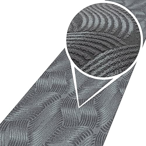 ANRO Teppich Teppichläufer Flur Schlafzimmer Küche Wohnzimmer Küchenläufer Küchenteppich rutschfest Meterware Anton Julianna Grau 50 x 140cm Neuheit