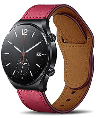 KoGiio Bracelet pour Huawei Watch GT4 46mm/Huawei Watch 4 Pro/Watch 4 /Watch Ultimate/Watch Buds/Xiaomi Watch 2 Pro/S1 Pro/S3/Active, 22mm Cuir Bracelet pour Garmin Venu 3/2/Forerunner 265-Rouge