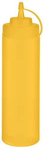 APS Quetschflasche, 6er Set Ø 7 cm, H: 26,5 cm, 760 ml Polyethylen, gelb mit Schraubdeckel mit Verschlusskappe Einfüllöffnung: Ø 5,5 cm