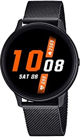 Lotus Reloj Inteligente Smartime para Hombre de Acero Inoxidable en Color Negro con un diámetro de Caja de 42,5 mm, Cierre basculante, 50016/A, Negro, Correa