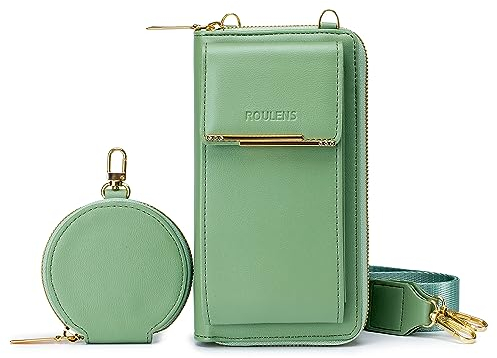 Roulens Kleine Handy Umhängetasche Damen,3 in 1 Breite Schultergurte Crossbody Handytasche,Handytasche zum Umhängen mit 2 RFID Reißverschlussfächern