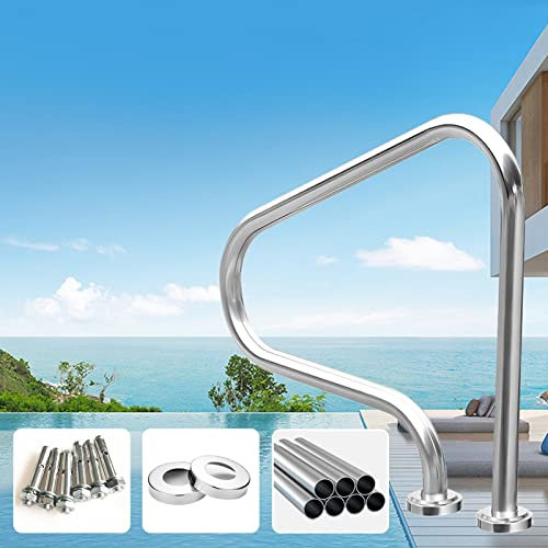DMCHENGMA Design Easy Mount Pool Hand Rail, 1 Stck Safer Swimmingpool-Handläufe aus Edelstahl ohne Rutsch 304, 3-Bend-Pooltreppe, für die Wasserlehre für die Wasserparks, 31,5 x 10,6 x 31,5 in