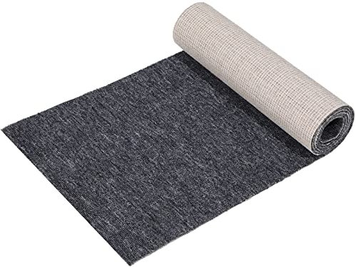 Nuanchu A Roll - Tapete Grande a Rayas semiacabado, Impermeable, con Forro de Goma, para Interiores y Exteriores, rascador de Zapatos de Entrada, Cocina, baño (Gris clásico, 15.7 x 78.7 Pulgadas)