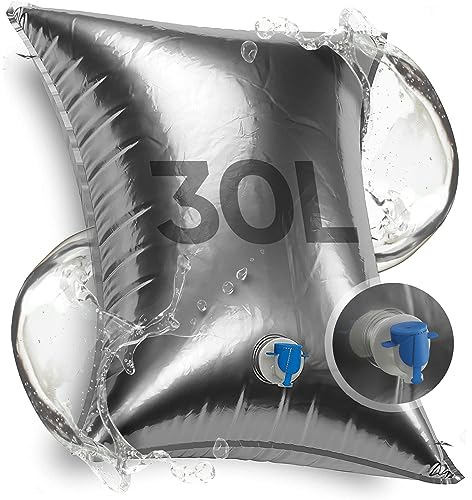 EVOCAMP Sac à Eau indéchirable 30 L - 1 pièce Bidon d'eau Pliable - Sac à Eau sans BPA Pas de bisphénol A Waterbag pour Camping Réservoir d'eau pour approvisionnement d'urgence Sacs à Eau Water Bag