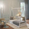 Coemo Hausbett Camp 80x160 cm Zeltbett mit Lattenrost Spielbett Kinderbett aus Holz Kiefer
