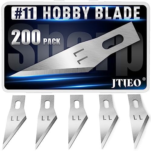 JTIEO 200 PCS Exacto Knife Replacement Blades #11 - High Carbon Steel Refills With Storage Case for Craft, Hobby, Scrapbooking, Stencil, Leather