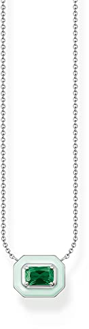 Thomas Sabo Damen Kette mit grünem Stein Silber, aus 925er Sterlingsilber mit Oktagon-Anhänger, Länge 45cm, KE2186-496-6-L45v