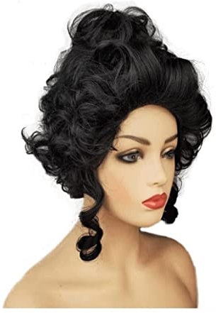 Wnota Perücke Damen 18. Jahrhundert Kolonial Perücke viktorianischen Marie Queen Cosplay lockiges Haar Damenperücke (Blue : Black, Size : As Shown)