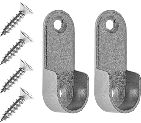 Schrankrohrlager zum Anschrauben, 2 Stück, für 30 x 15 mm ovale bzw. Ø 15 mm runde Kleiderstangen, 2-Loch Schrankrohrhalterung mit Schrauben, silbern-graue Kleiderstangenhalterung, Schrank Rohr Halter