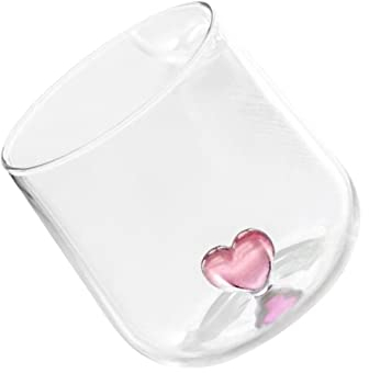 CIYODO Love Glass Cup Tumbler Heart Shaped Mug Rocks Glasses Glass Drinking Tumbler Champagne Glass Bar Cups Cocktail Glass Household Cocktail Cup Kitchen Utensil High Borosilicate Glass