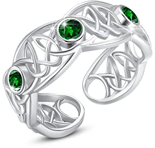 ZIPPICE Keltischer Ring 925 Sterling Silber 12 Geburtsstein Ring Einstellbarer Verlobungs Ring Boho Ringe für Damen Schmuck Geburtstagsgeschenke für Frauen