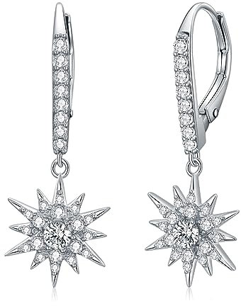 VONALA Zirkon Stern Ohrringe Baumeln 925 Sterling Silber Star Earrings Stern Tropfen Ohrringe für Frauen Mädchen