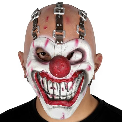 nezababy Clown Maske Creepy Scary Evil Latex Joker Masken für Männer Scream Party Requisiten Kostümzubehör Halloween Cosplay
