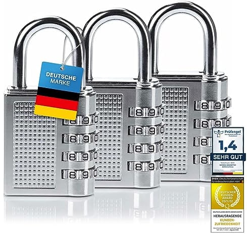 Zahlen-Schloss Nummernschloss Vorhängeschloss 4-Stellig; Reiseschloss Kofferschloss Sicherheitsschloss 35 mm Bügelhöhe (2 Stück)