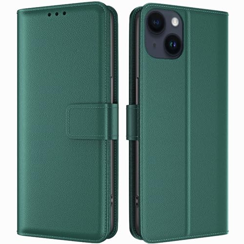 TQIAHF Mobiltelefonfodral för iPhone 15, hopfällbart skal, läder, vikbart fodral för iPhone 15, vikbart fodral, skyddsfodral med kortfack, helkroppsskydd, fodral, läderskal