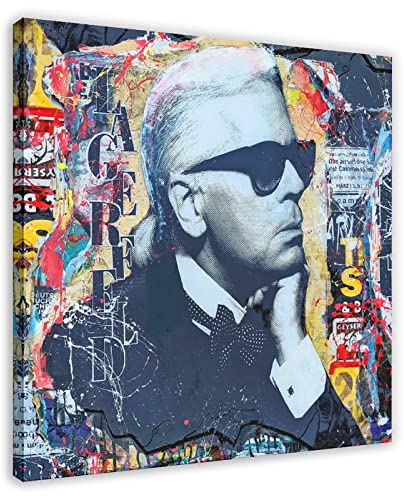 SORECI Fashion Guru Karl Lagerfeld (2) Leinwand-Poster, Wandkunst, Dekor, Bild, Gemälde für Wohnzimmer, Schlafzimmer, Dekoration, Rahmen-Stil, 70 x 70 cm