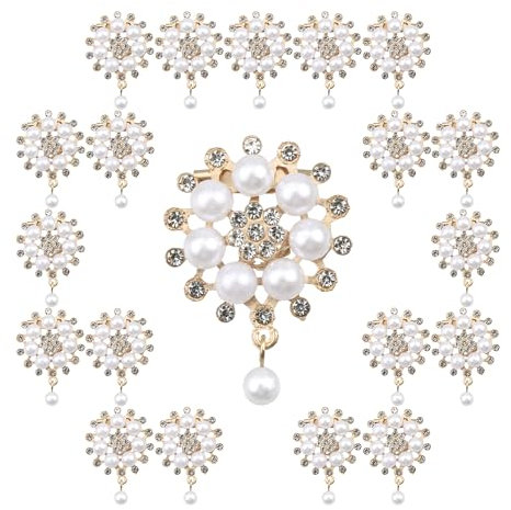 Rumyve Premium Pearl and Rhinestone Embellishments - 20 Pieces, Ideal for Fashion and Crafts DIY Jewelry to Make Clothes and Wedding(Gold)