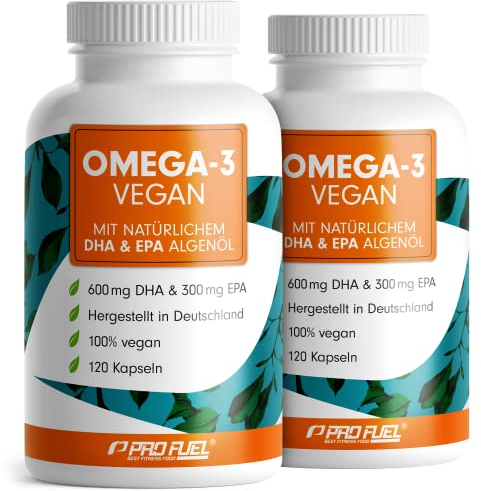 Omega-3 vegan Kapseln 240x - 2000 mg Algenöl pro Tag - hochdosiert mit 600mg DHA + 300mg EPA - hochwertige Omega-3 Algenöl Kapseln vegan - DHA:EPA Verhältnis 2:1 - laborgeprüft mit Analyse-Zertifikat