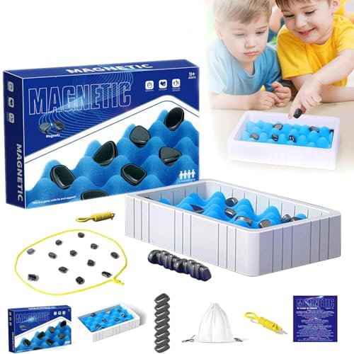Juego de estrategia de ajedrez magnético, juego de mesa magnético multijugador, juego de imán de mesa de estrategia con ranura de esponja/cuerda, ajedrez magnético portátil con bolsa de almacenamiento