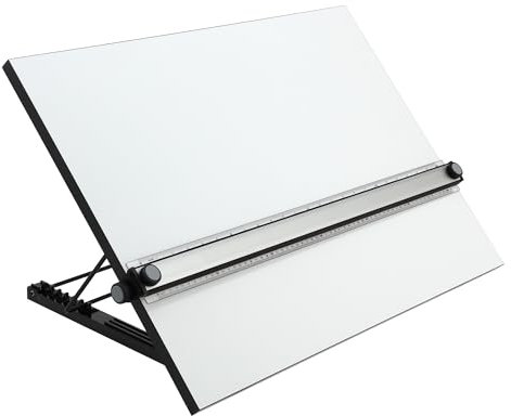 Acurit PXB 58,4 x 78,7 cm Zeichenbrett für Künstler und Designer, tragbarer Arbeitsplatz zum Zeichnen, Skizzieren, Zeichnen, Malen – mehrwinkelige, laminierte Oberfläche mit Lineal und paralleler