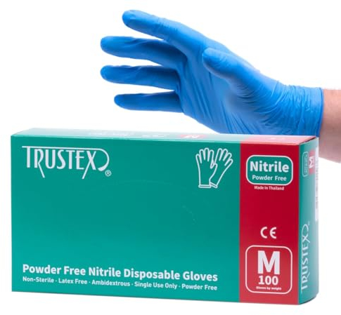 Trustex Nitrile Disposable Gloves | Non Latex, Powder Free | (Medium (1000 Pack)