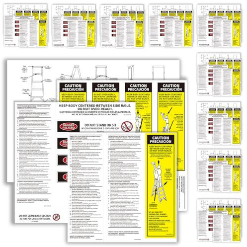 Step Ladder Safety Label Extension Ladder Stickers Replacement Label Kit Compatible with Ladder Inspection Stickers for Werner Fiberglass Extension Ladders (Pack of 10 Sets)