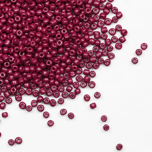 Tibaoffy Fuchsia Beads Size 6/0 Crafts Glass Seed Beads 4mm for Jewelry Making (Total About 100g About 1200pcs)