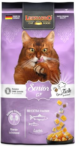LEONARDO Senior GF für Katzen, 1,8kg, mit frischem Lachs, leicht verdaulich, getreidefrei, Alleinfutter, Made in Germany | LEONARDO | Alleinfuttermittel | Getreidefreie Rezeptur | Kalorienbewusste Fütterung