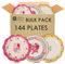 Talking Tables Lot de 144 assiettes en carton florales solides pour goûter, décorations de table jetables pour anniversaire, fête des mères, fête prénatale, rose et jaune