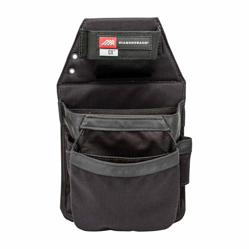 Diamondback Ox 2.0 Tool Pouch - Right-Sided Tool Belt Pouch - Ideal Carpenter & Electrician Tool Pouches for Tools, Punches & Fasteners (Black - Left Side)
