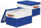 BinWhiz Pack of 2 Large Storage Boxes with Lids, Foldable Storage Boxes for Shelves, Fabric Storage Boxes With Leather Handle, Decorative Storage Box for Clothes, Books, 38x28x24 cm (White & Blue)