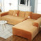 Samt-Sofabezug-Set, L-förmig, 2-teilig, Couchbezug für 3 + 5-Sitzer, Stretch-Sofa, Schonbezug, Möbelschutz für Sofa und Zweisitzer, Orange
