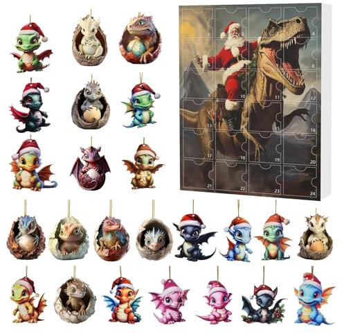 Weihnachts-Adventskalender 2024,Dinosaurier-Ei-Weihnachts-Adventskalender 2024 Dinosaurier Egg Toy mit 24 Tage Countdown-Kalender,Geeignet für Familien mit Kindern