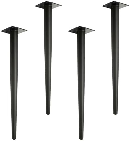 Lot de 4 pieds de meubles en métal vertical/inclinable, hauteur de 10,2 cm à 71,1 cm, capacité de charge de 648,6 kg, pour canapé, bureau, tables basses, tables de nuit et armoires (noir, 65 cm)