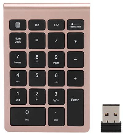 Kuuleyn RF304 22 Keys Number Pads,Numeric Keypad USB 2.4G Mini Keyboard with Receiver for Laptop,PC,Desktop,Notebook (Rose Gold)