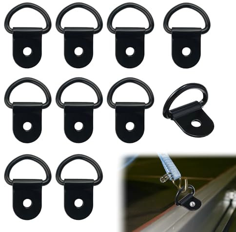 10PCS D Rings Heavy Duty Lashing Ring Black Tie Cown Anchor D Tie Down Rings Stainless Steel Retaining Ring Hook Load Anchor D Ring for Cargo Safety in Trucks, Boats, Vans and Trailers