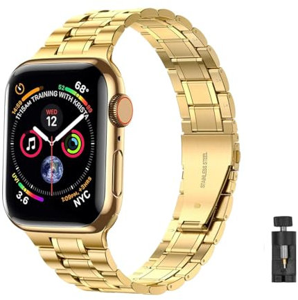 YDxingY Correa de Metal Compatible con Apple Watch 38mm 40mm 41mm Correas Metálicas de Acero Inoxidable,Correa ajustable de liberación rápida,para iWatch Serie 9 8 7 SE/SE2 6 5 4 3 2 1,Oro