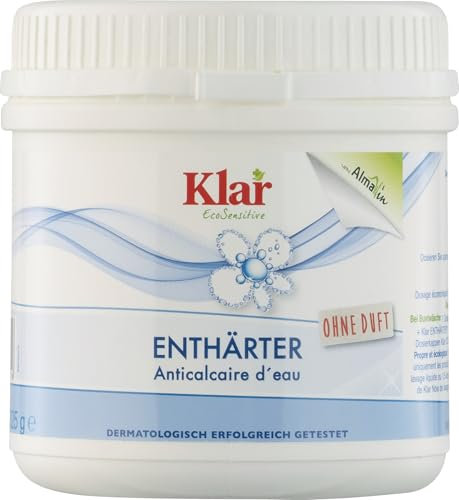 Klar eco Sensitive Enthärter 325g, ohne Duft, für weiches Wasser, verbessert das Waschergebnis, vegan 18x325g