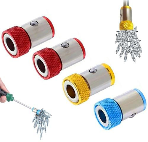 Generic 4Pcs 1/4 inch Hex Screwdriver Bit Magnetic Ring, Gold Blue Red