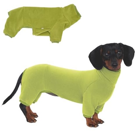 Rollkragenpullover für Dackel-Hunde – Warme Winterkleidung für Dackel, Winteroutfit für Teckel (Grün, XS)