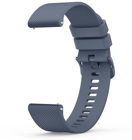 Silicone Watch Bands - Quick Release Waterproof Soft Rubber Replacement Straps with Silver Plated Stainless Steel Buckle 20mm 22mm (Blue Gray, 20mm)