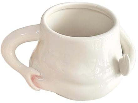 perfk Tasse à café, tasse à jus de lait en céramique avec gros ventre avec poignée, jolie tasse de voyage, tasse à thé pour cadeau de bureau