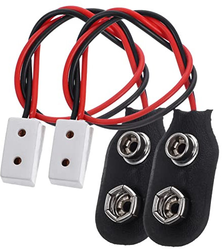 2pcs Doll House Miniature 9V Battery Connection Wire, 15cm Power Supply Cable for Dolls House Lights, Assorted Colors, Metal and Plastic, 1:12 Scale, Ideal for Dollhouse Lighting Kit