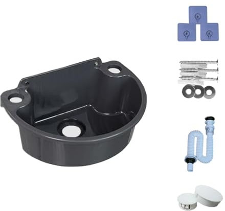 TYTFTDLD Lavabo pequeño, lavamanos de plástico, lavamanos mini, con tubería de agua de cabeza de acero inoxidable, especialmente diseñado para tamaño pequeño, lavabo práctico[Negro]