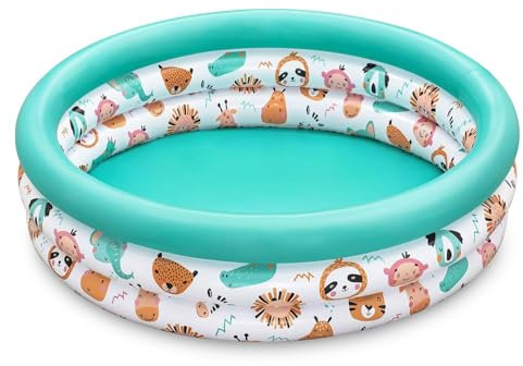 kinderpool Rund,Aufblasbares Planschbecken,102X25cm Swimmingpool,Schwimmbecken,Aufblasbare Pool,2 Ringen Planschbecken,Aufblasbarer Pool,Aufblasbarer Kinderpool,Babypool,Kinder Planschbecken