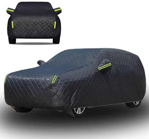 Hagelschutzplane Auto für 𝖡𝖬𝖶 3er Limousine 4er Coupe Cabrio Auto Abdeckplane Outdoor Autoabdeckung Schneefest Regenfest Staubdicht UV Und Reißfest,Schwarz-Full Car Cover