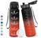 Botella Agua, 1 litro Libre de BPA, Botella Agua Gimnasio, Con Marca de Tiempo, Botellas de Agua, Diseño de Cerradura a Prueba de Fugas, Botellas de Agua Para Niños para Deportes - Negro&Rojo