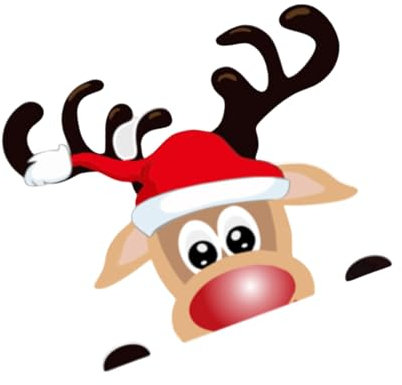 WATERBELINE Adesivo natalizio per finestrino auto, renna e Babbo Natale, in PVC, impermeabile, per vetro posteriore del veicolo